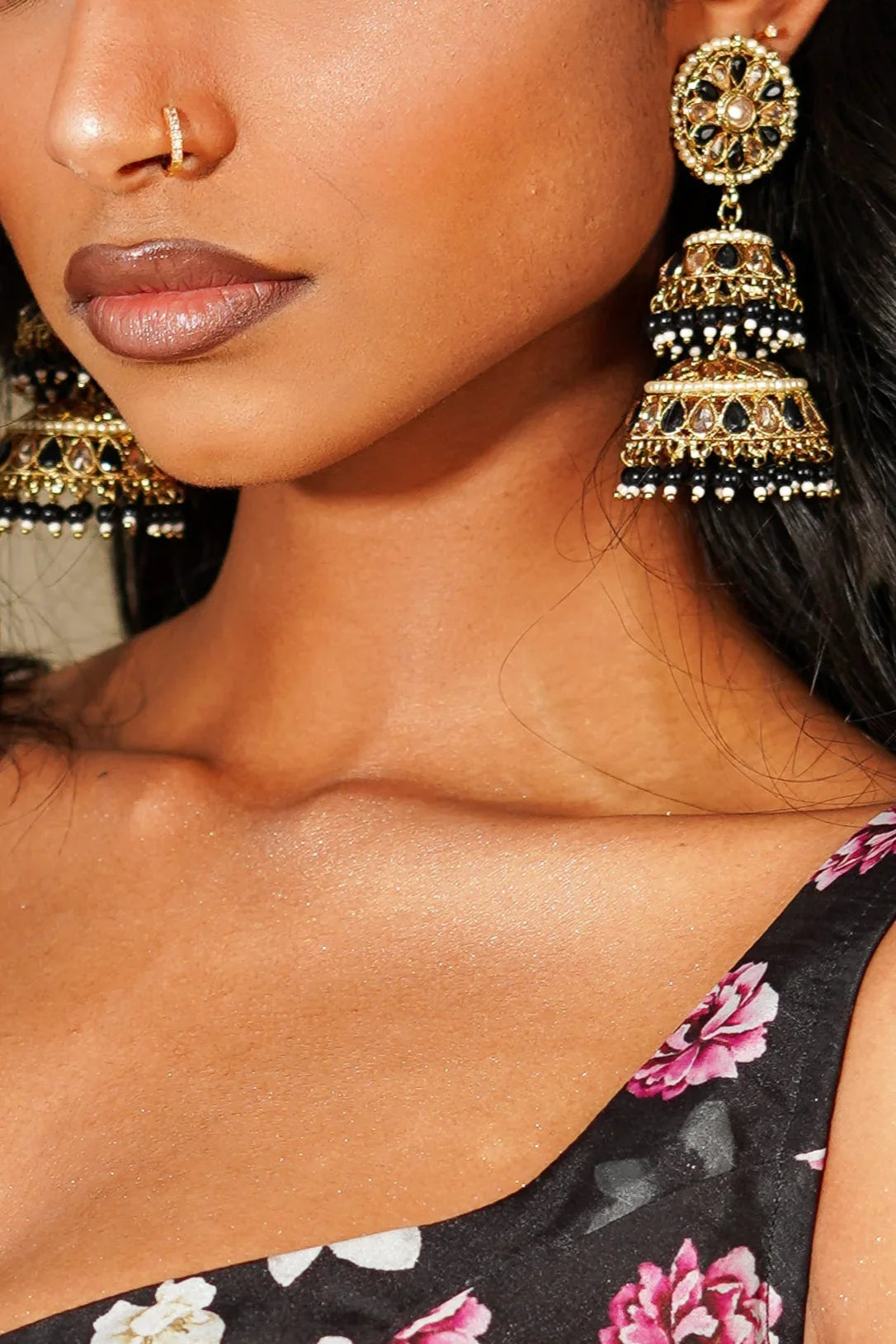 Black Stacked Jhumkis