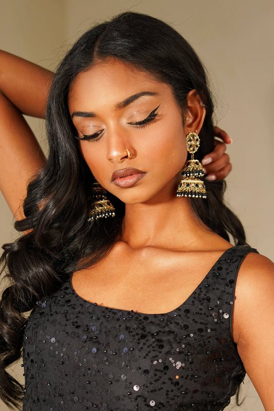 Black Stacked Jhumkis