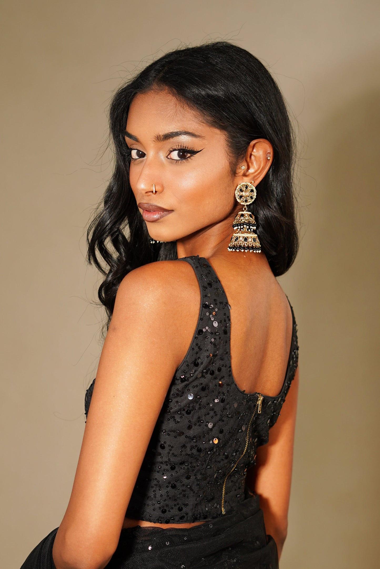 Black Stacked Jhumkis