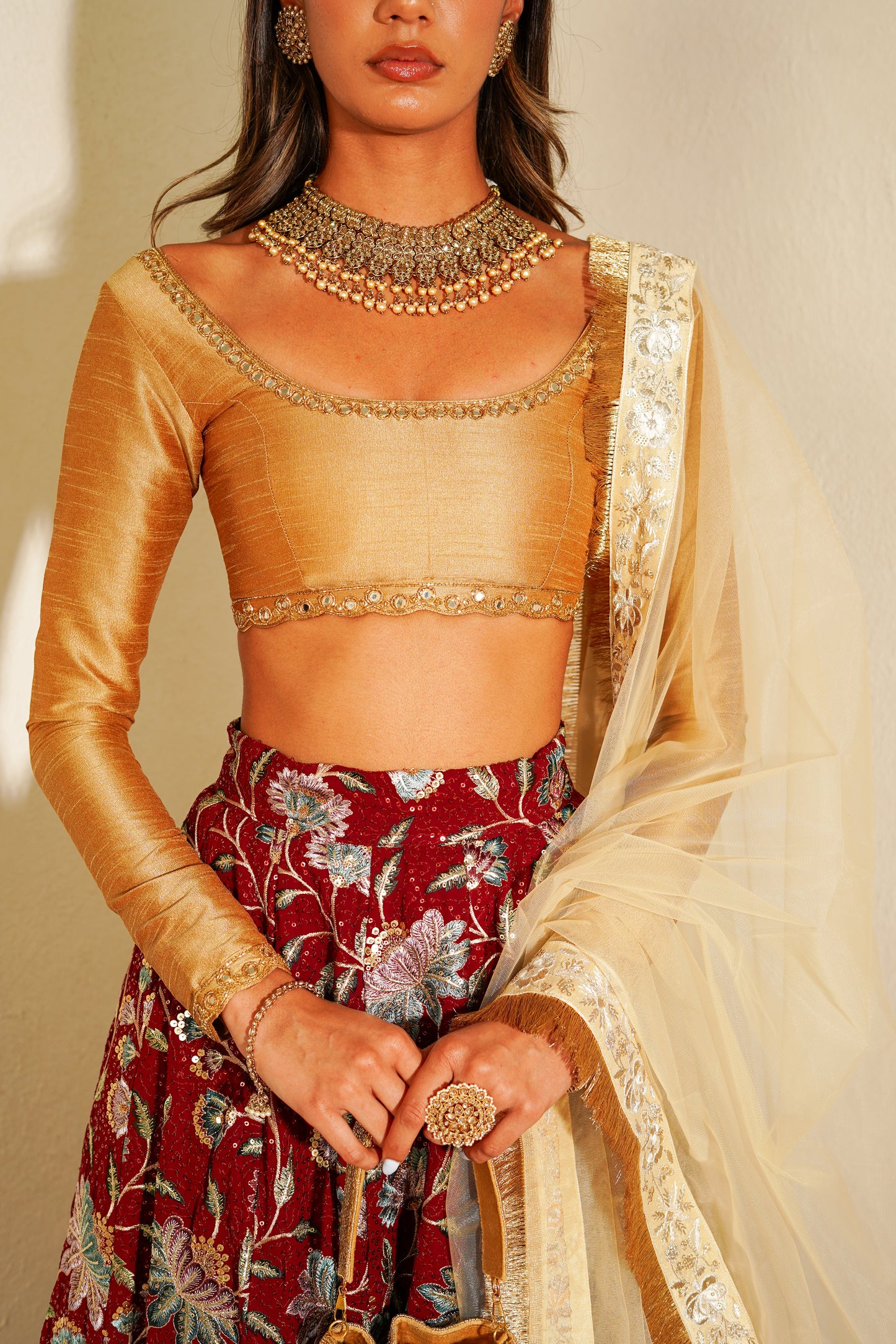 Gold Fringe Dupatta