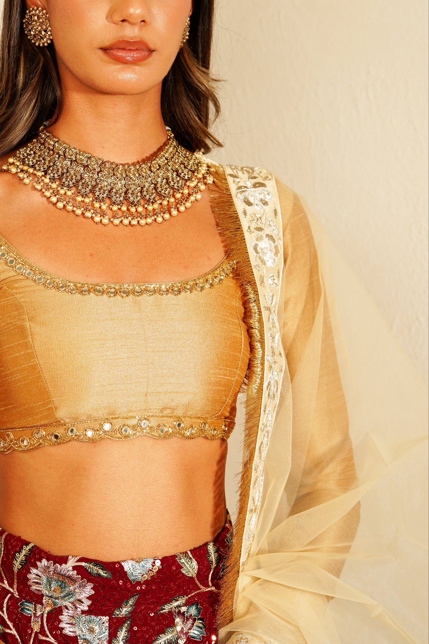 Gold Fringe Dupatta