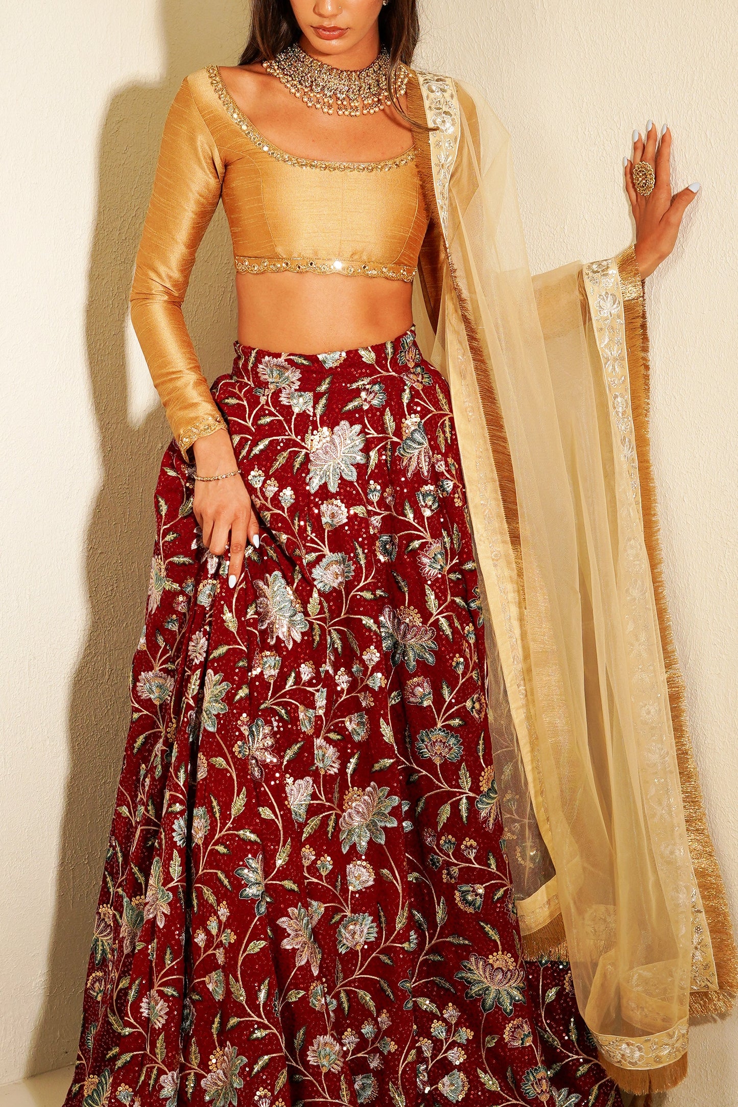 Maroon Lotus Skirt