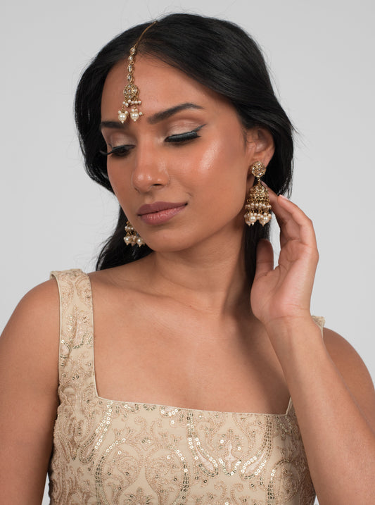 Cream Mother of Pearl Tikka Set