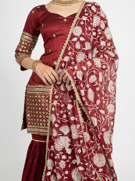 Maroon Mahal Dupatta