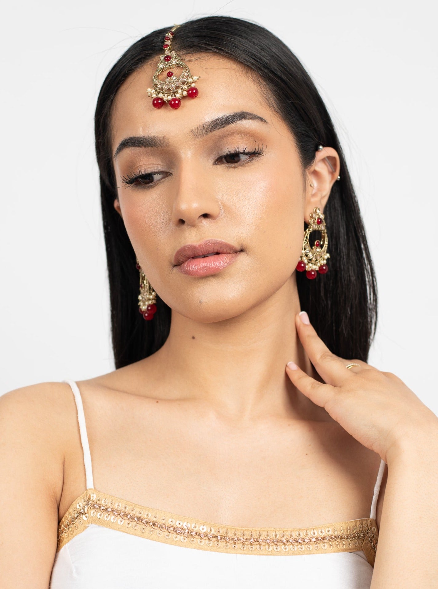 Maroon Khaab Tikka Set