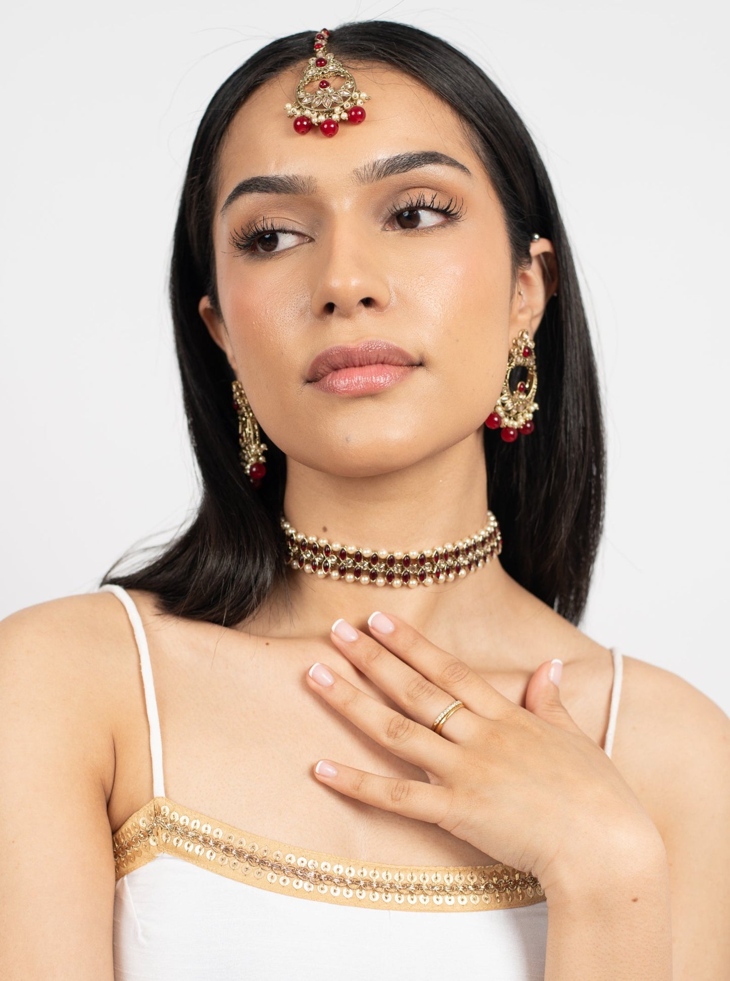 Maroon Khaab Tikka Set