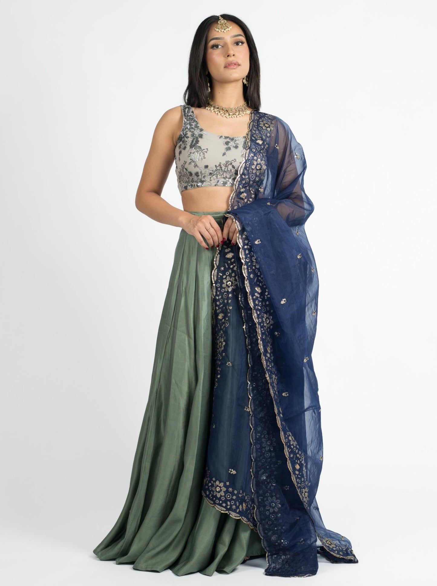 Midnight Hibiscus Dupatta