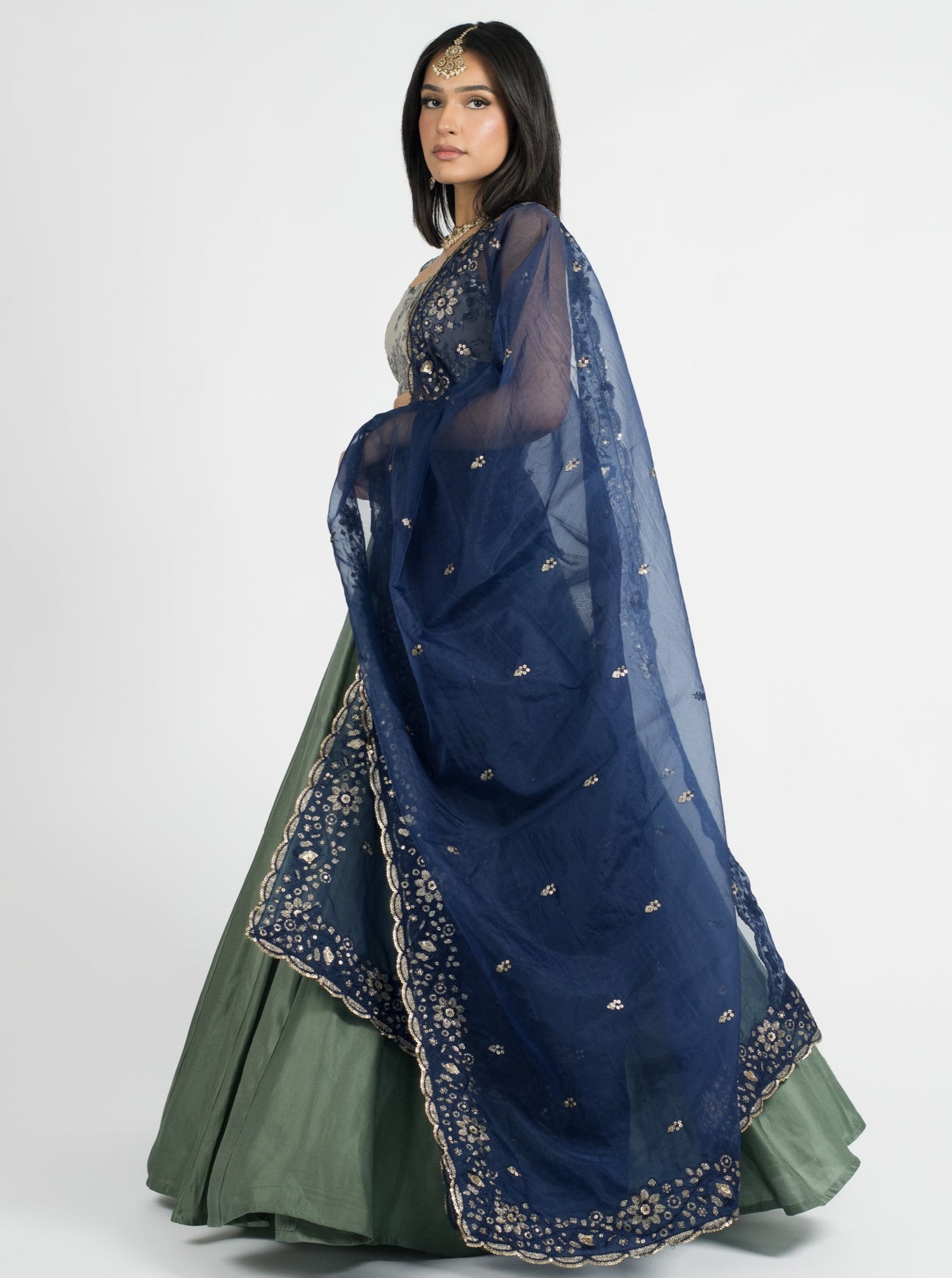 Midnight Hibiscus Dupatta