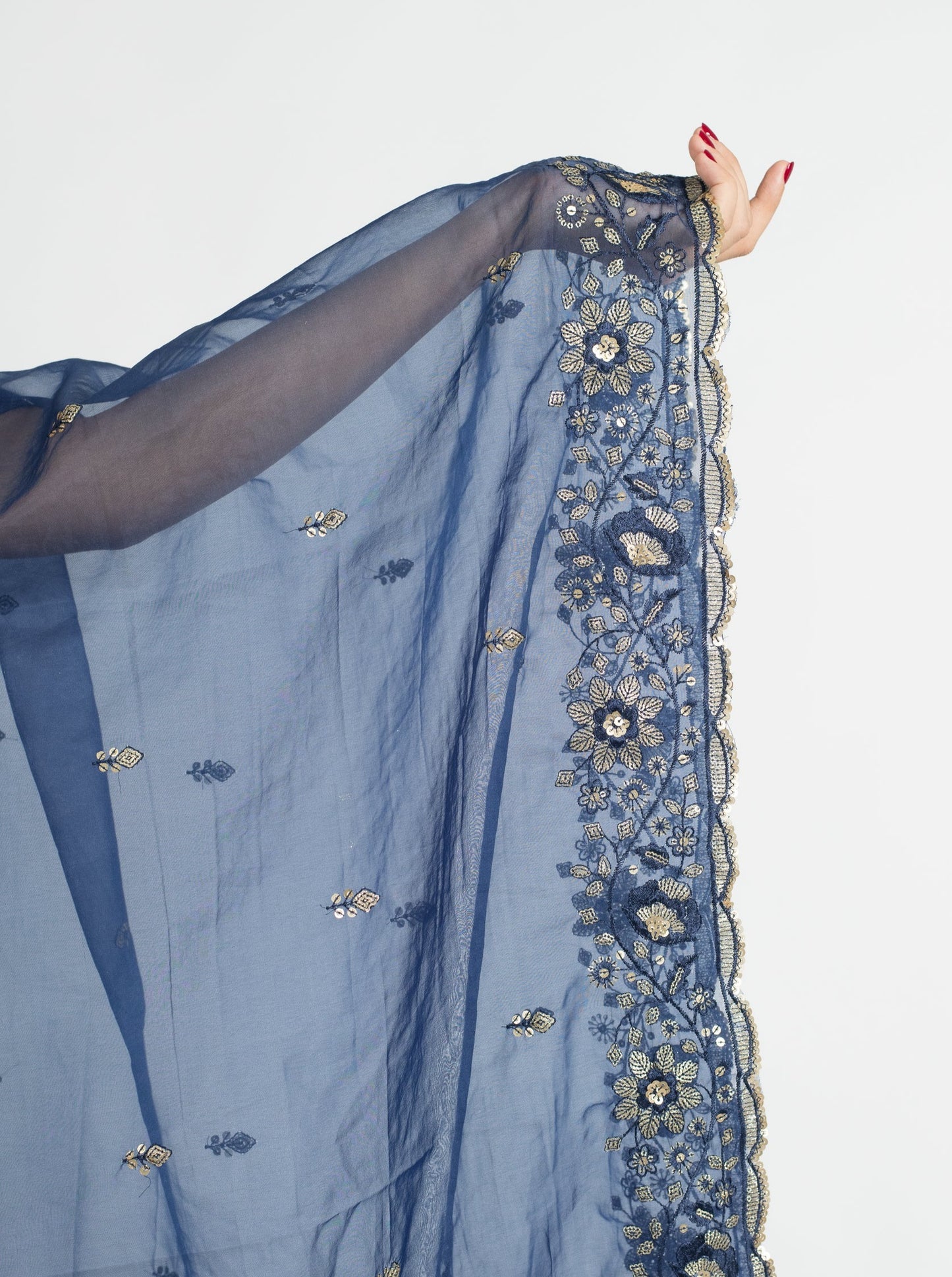 Midnight Hibiscus Dupatta