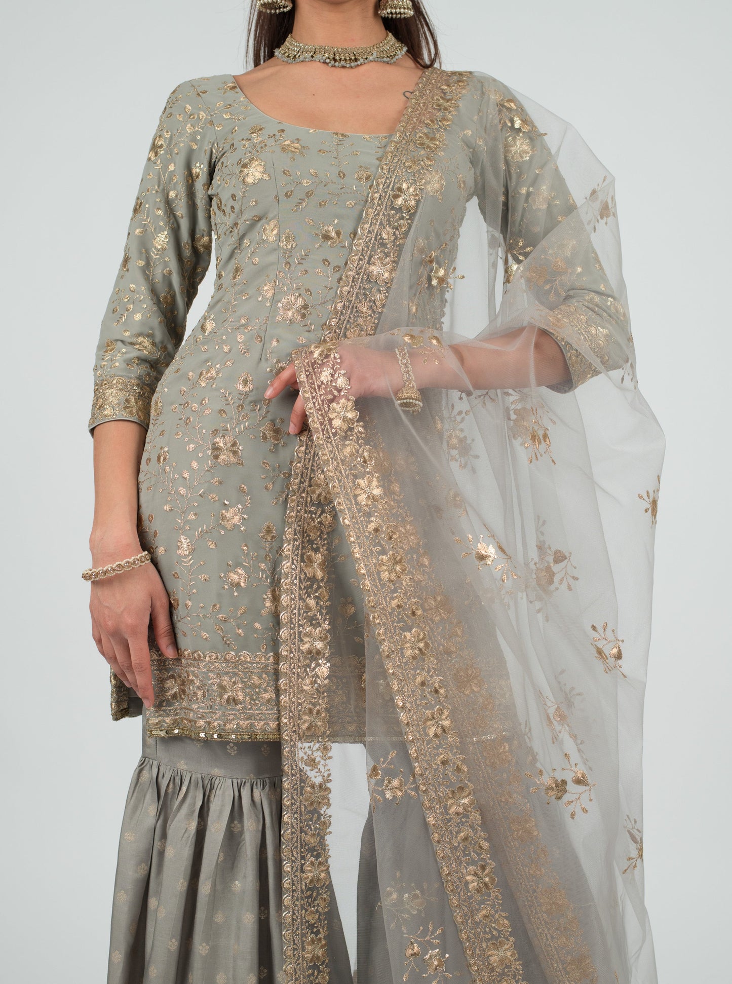 Grey Zahr Dupatta