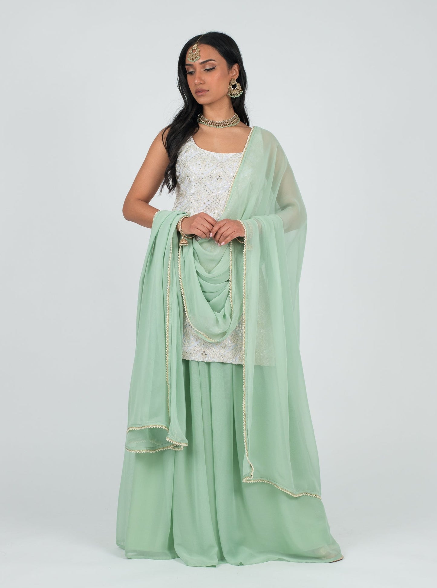 Mint Georgette Dupatta