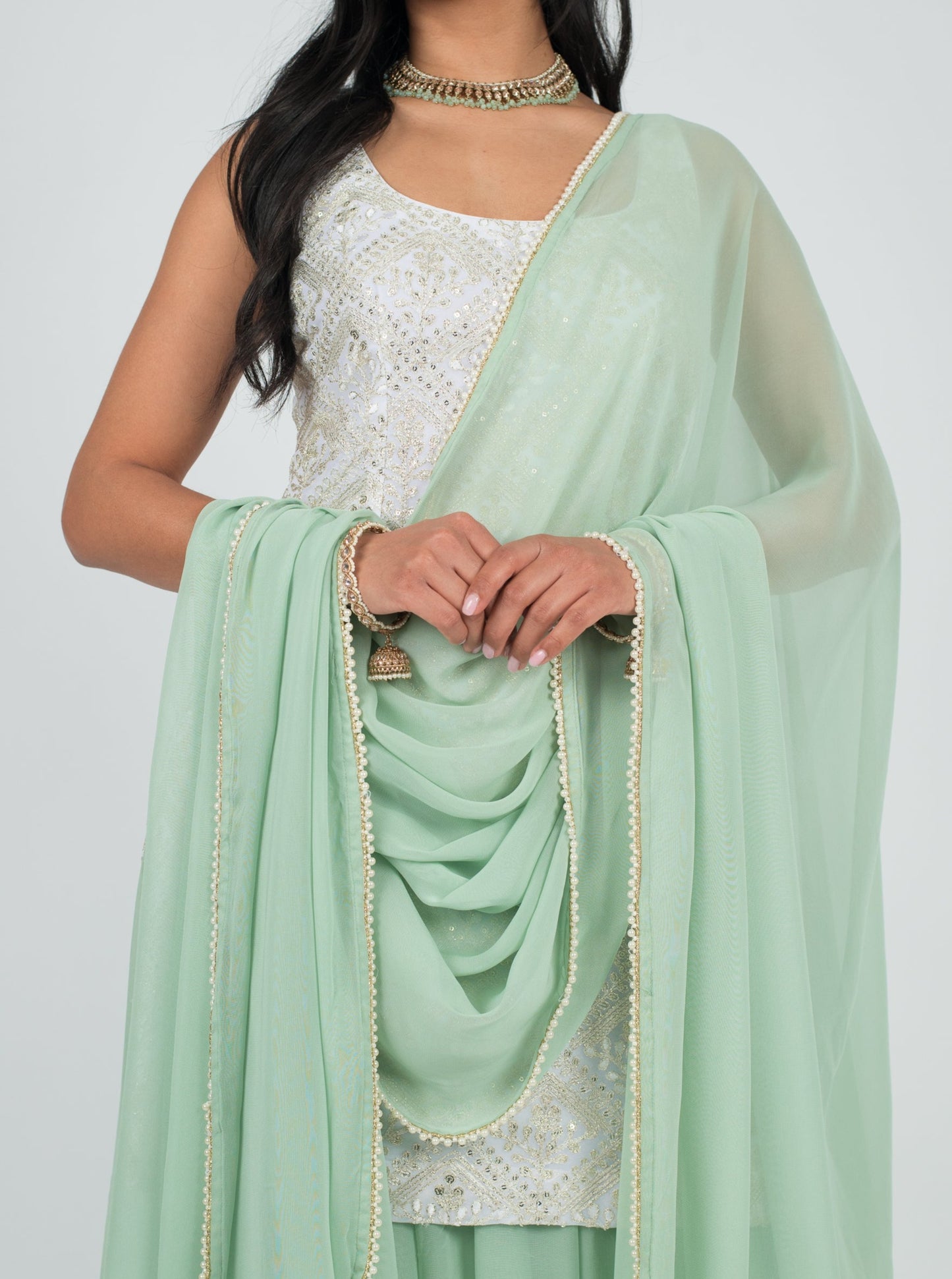 Mint Georgette Dupatta