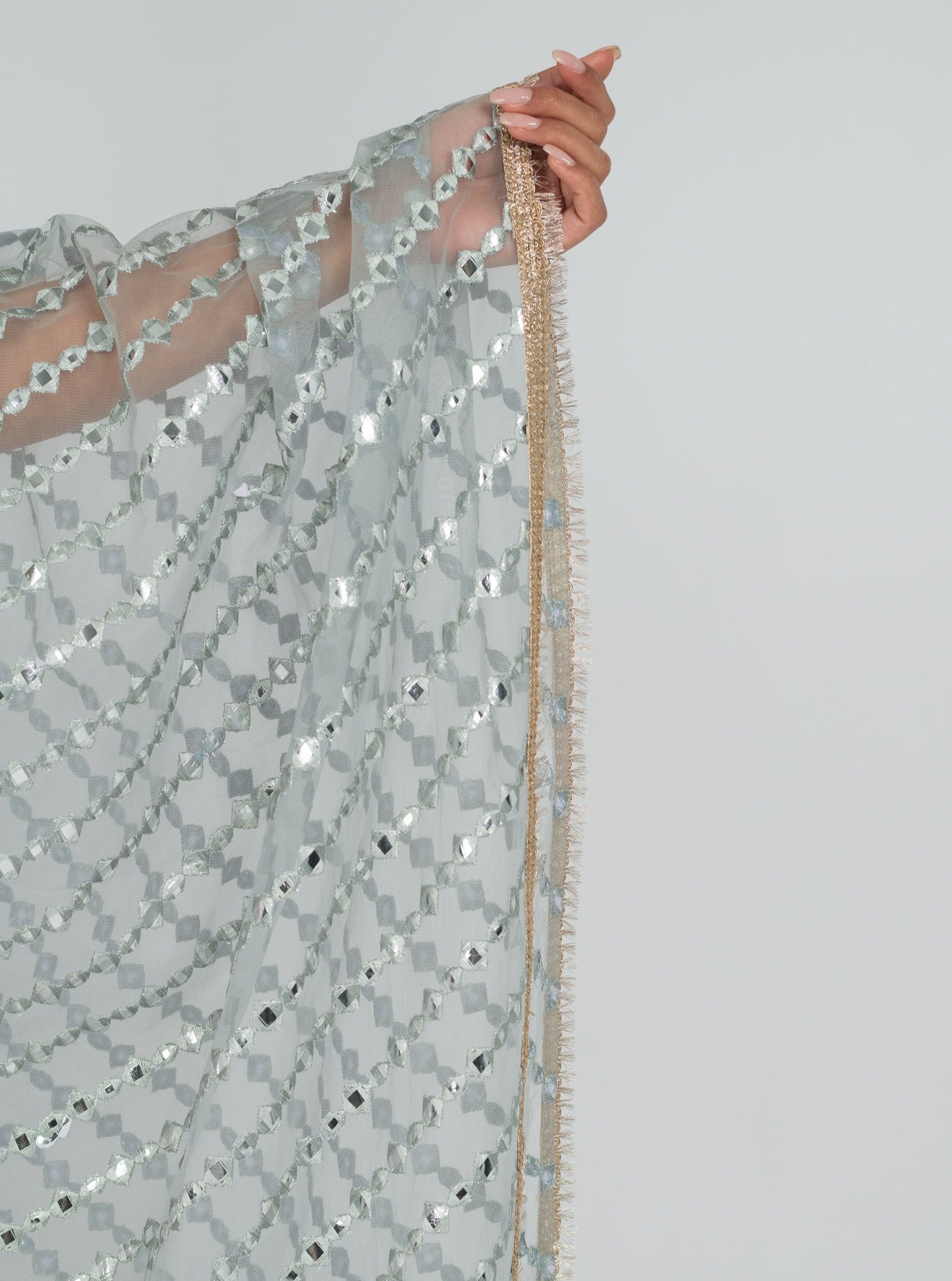 Grey Darpan Dupatta