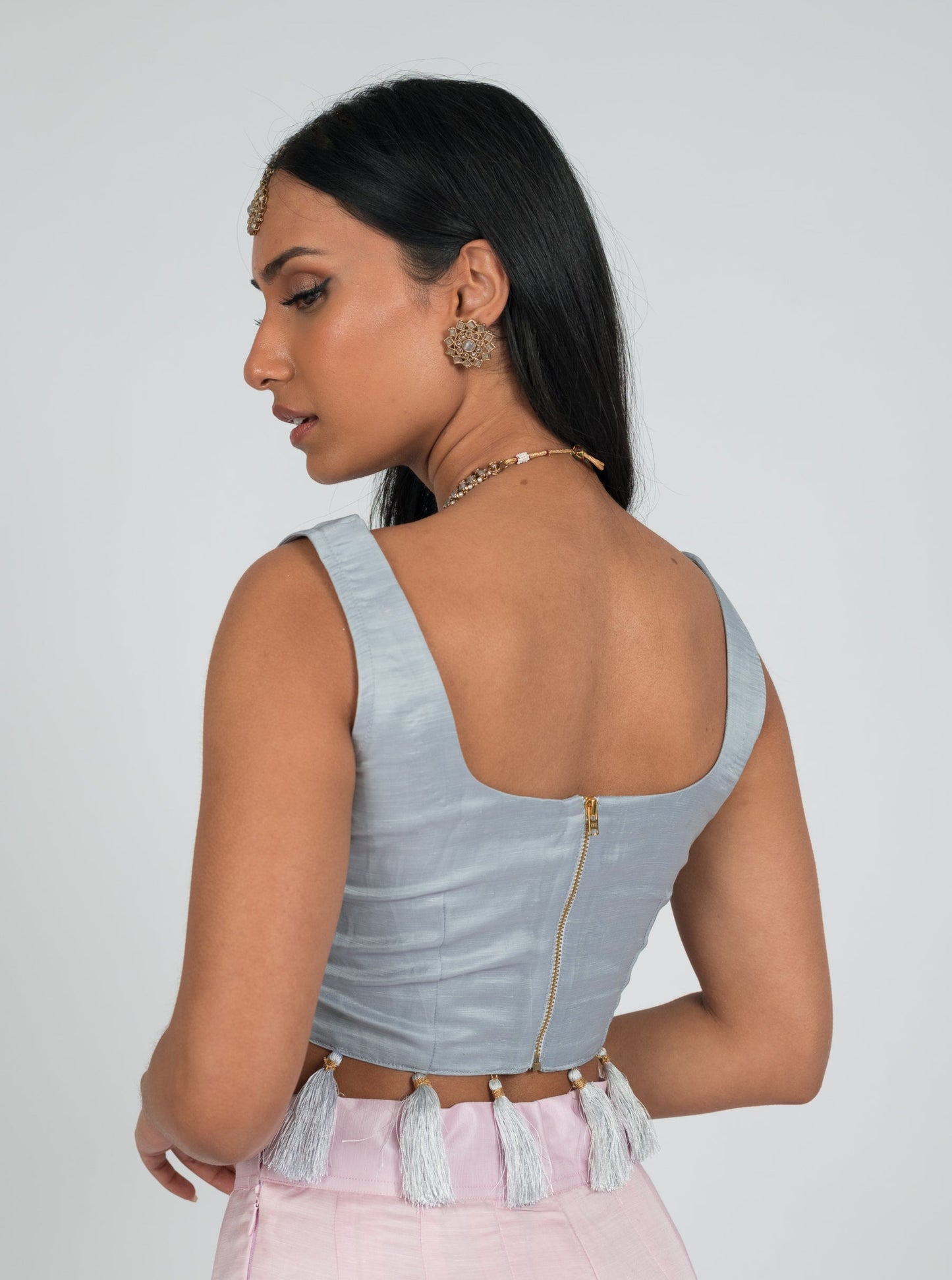 Grey Tassel Blouse