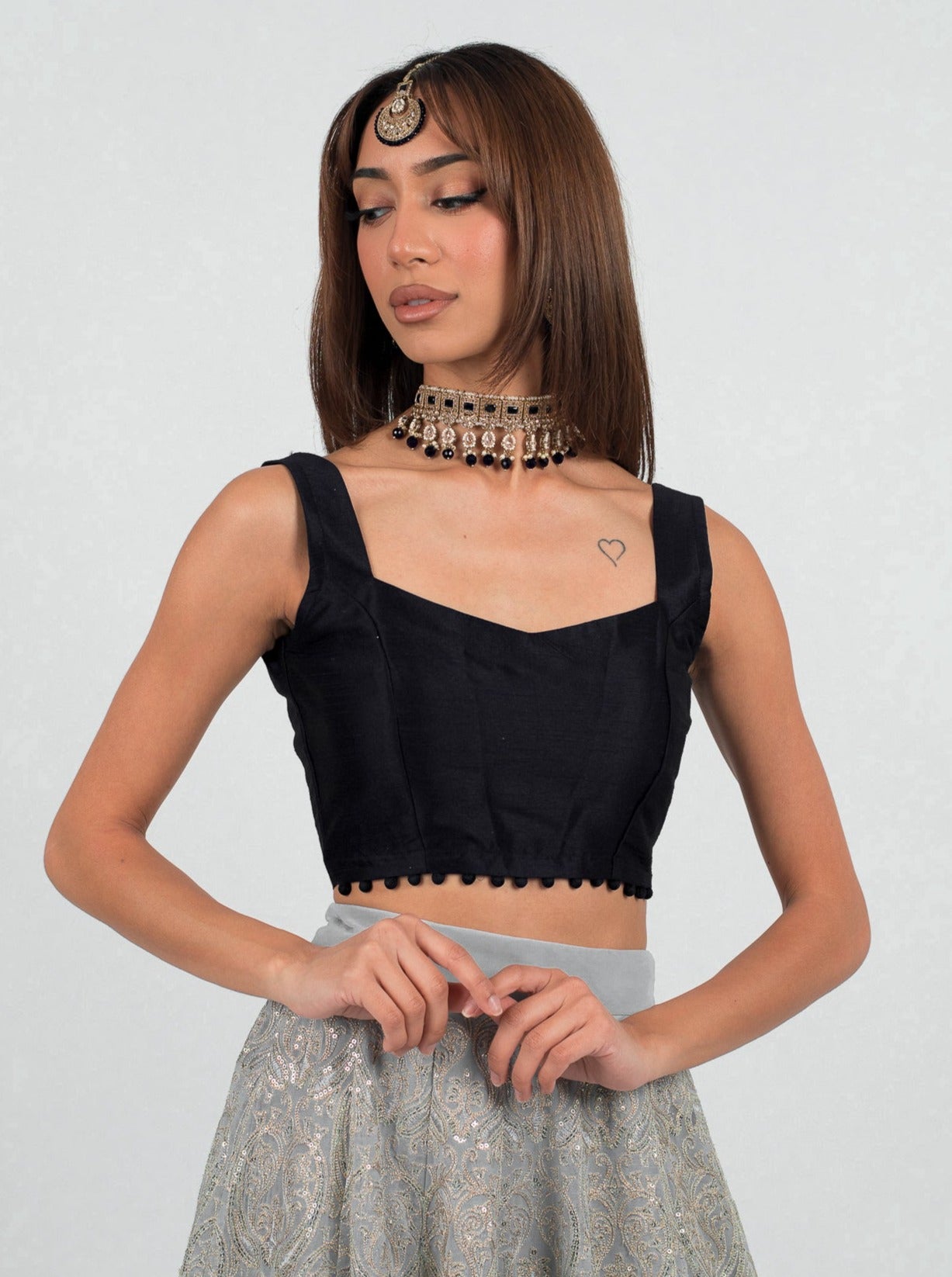 Black Pom Blouse