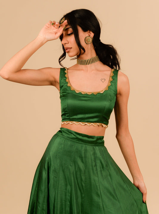 Peacock Green Linen Blouse