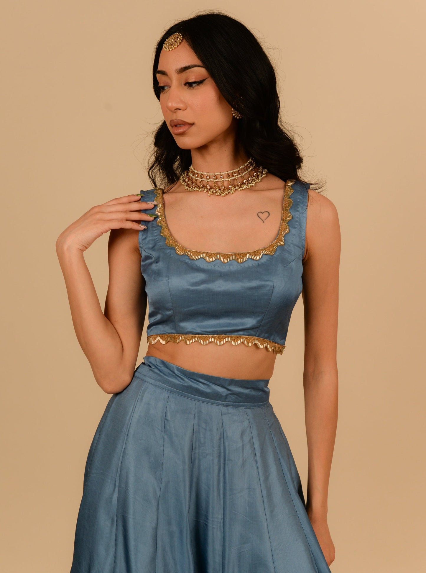 Dusty Blue Linen Blouse