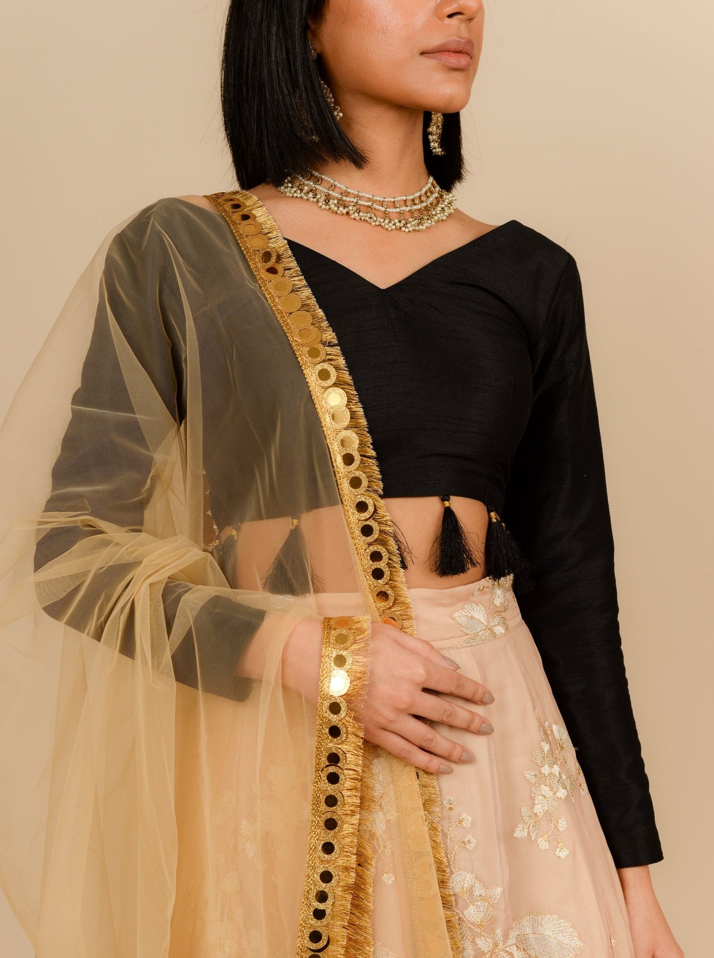 Black Tassel Blouse