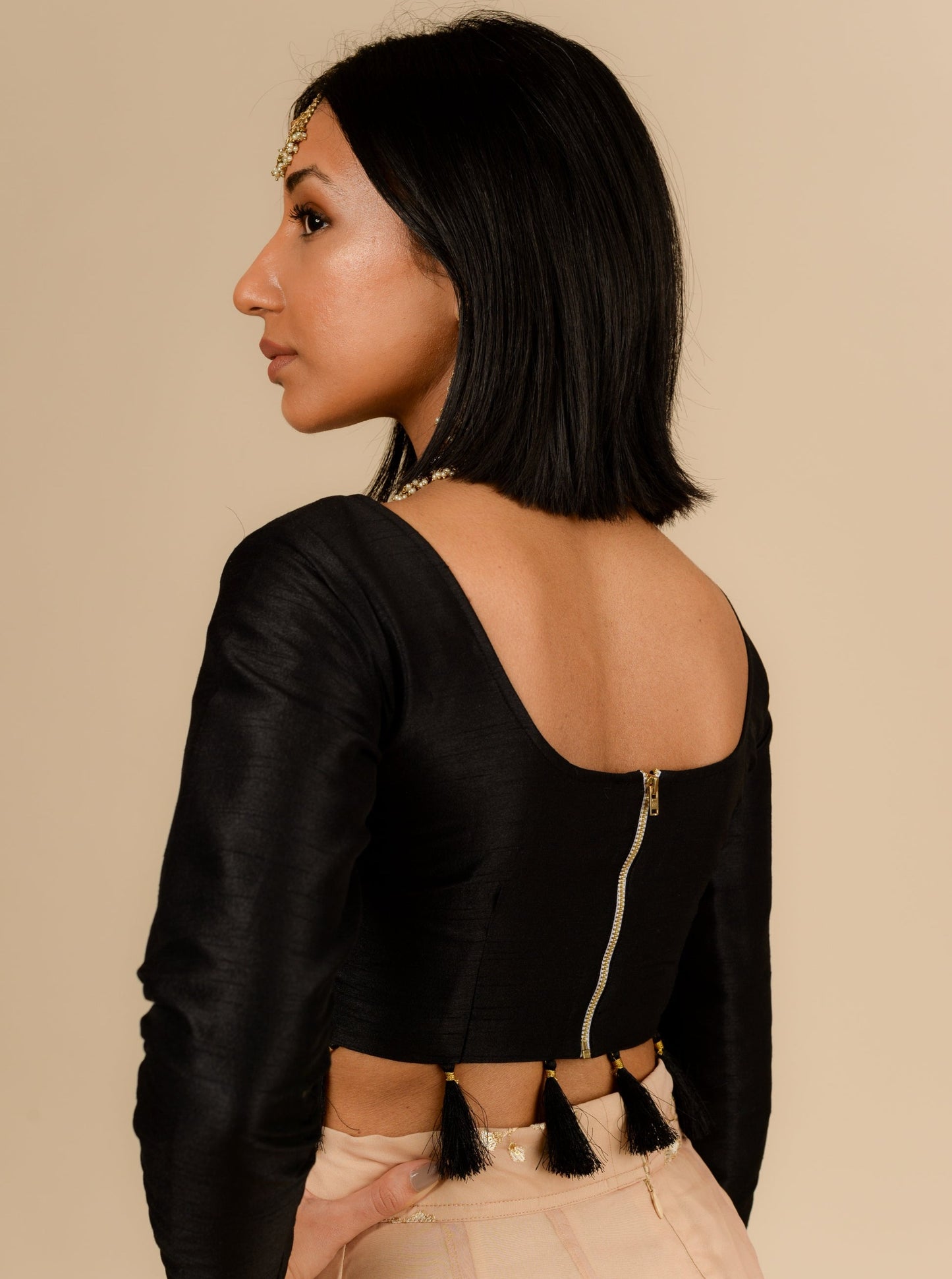 Black Tassel Blouse