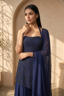 Navy Mehfil Suit and Dupatta