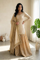 SUIT C: New Beige & Gold Suit - The Saree Room