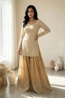 SUIT C: New Beige & Gold Suit - The Saree Room