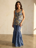 Blue Mosaique Suit and Dupatta