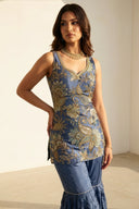 Blue Mosaique Suit and Dupatta