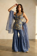 Blue Mosaique Suit and Dupatta