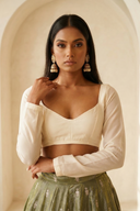 Cream Long Sleeve Adore Blouse - The Saree Room