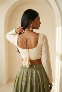 Cream Long Sleeve Adore Blouse - The Saree Room