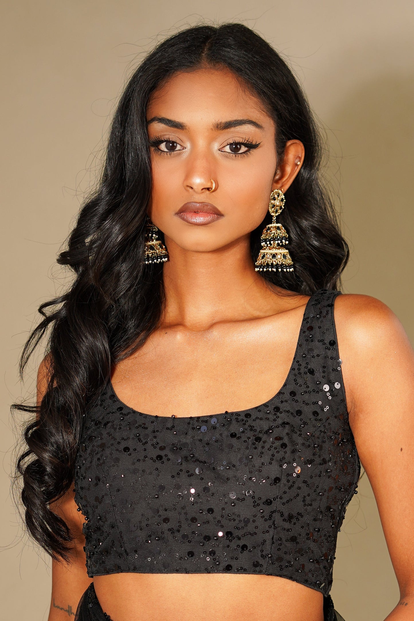 Black Stacked Jhumkis