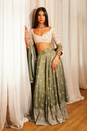 Moss Sheen Skirt - The Saree Room