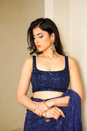 Navy Blue Sparkle Blouse - The Saree Room