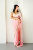 Pink Chiffon Easy-Drape Saree