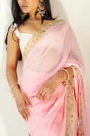 Pink Chiffon Easy-Drape Saree