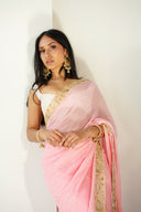 Pink Chiffon Easy-Drape Saree