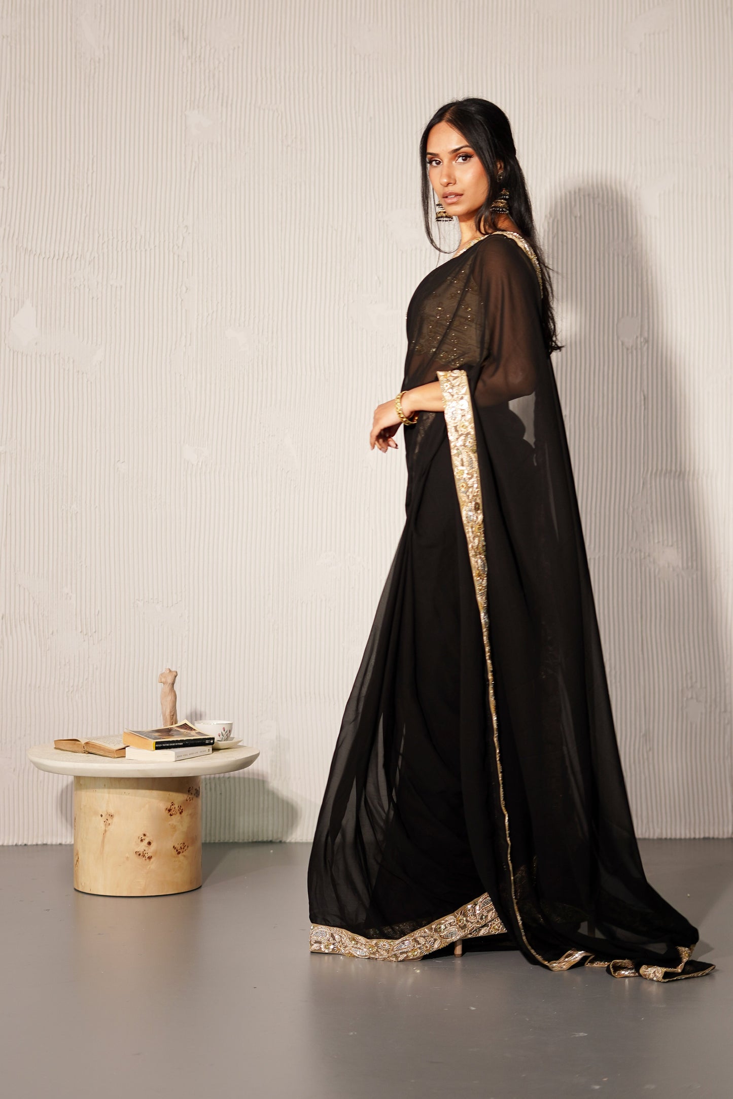 Noir Chiffon Easy-Drape Saree