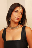 Cream Iris Tikka Set - The Saree Room