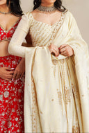 Beige Zehna Handwork Dupatta