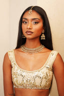 Champagne Zari Pearl Choker - The Saree Room