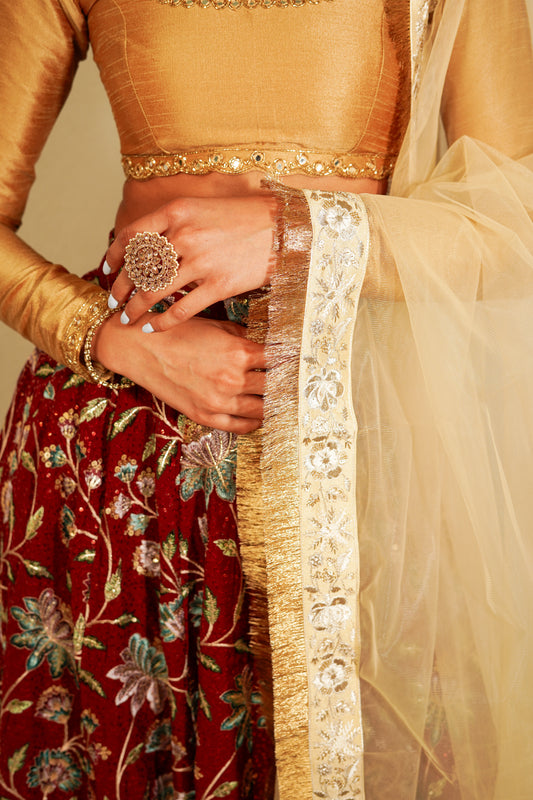 Gold Fringe Dupatta