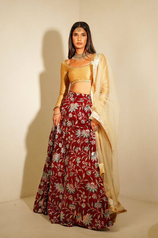 Maroon Lotus Skirt