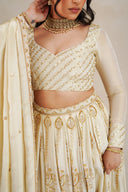 Beige Zehna Handwork Dupatta