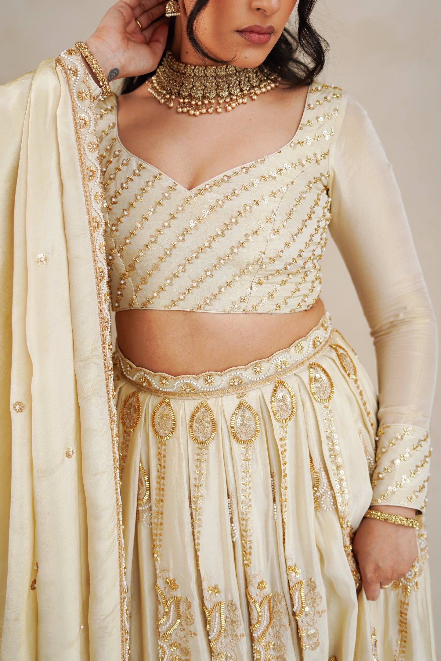 Beige Zehna Dupatta