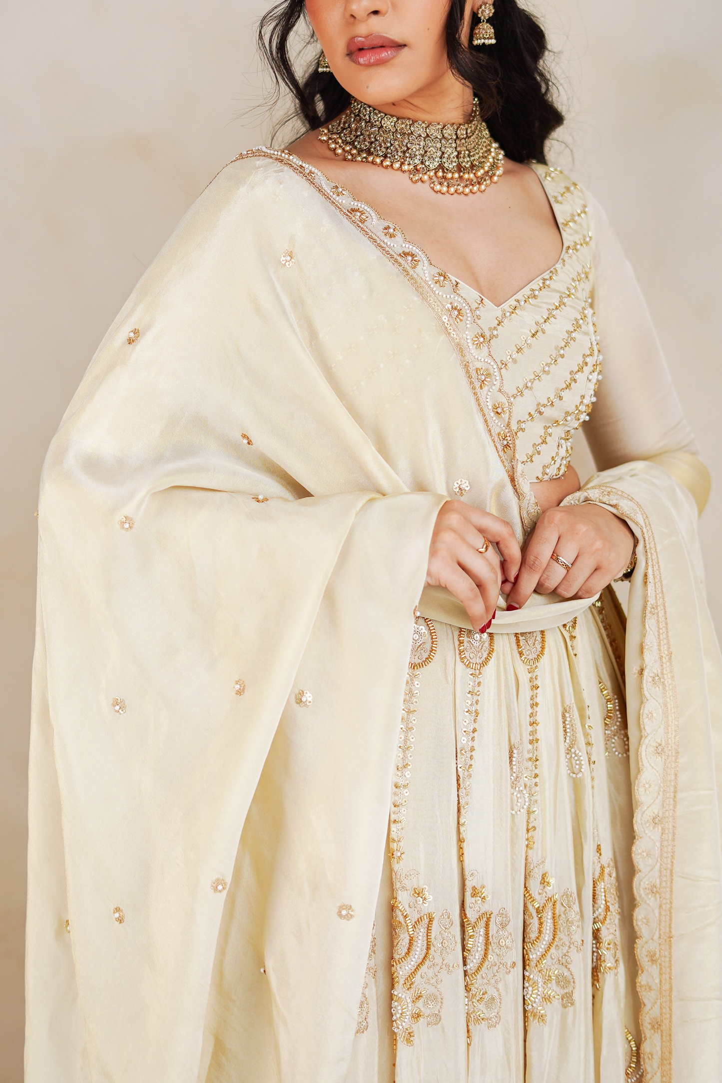 Beige Zehna Dupatta