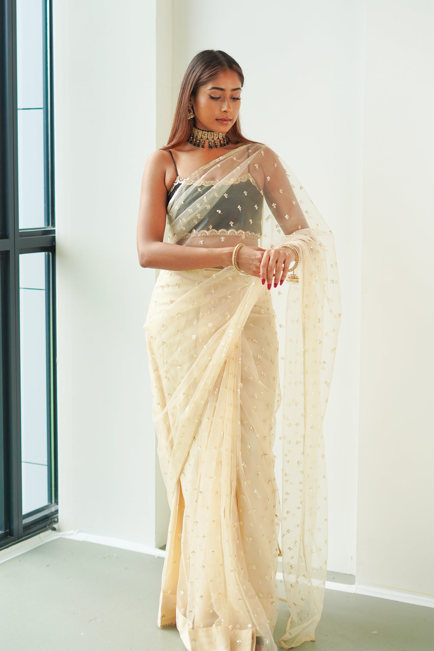 Champagne Tara Easy-Drape Saree