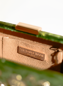 Green Gardenia Velvet Clutch