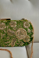 Green Gardenia Velvet Clutch
