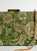 Green Gardenia Velvet Clutch
